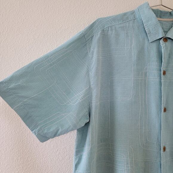 Tommy Bahama Short Sleeve Silk Shirt Mens XL Teal Blue Button Front Collared - Picture 6 of 15